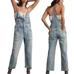 Anthropologie Pilcro Painter Light Blue Denim Overalls Size Small Boho Beach EUC